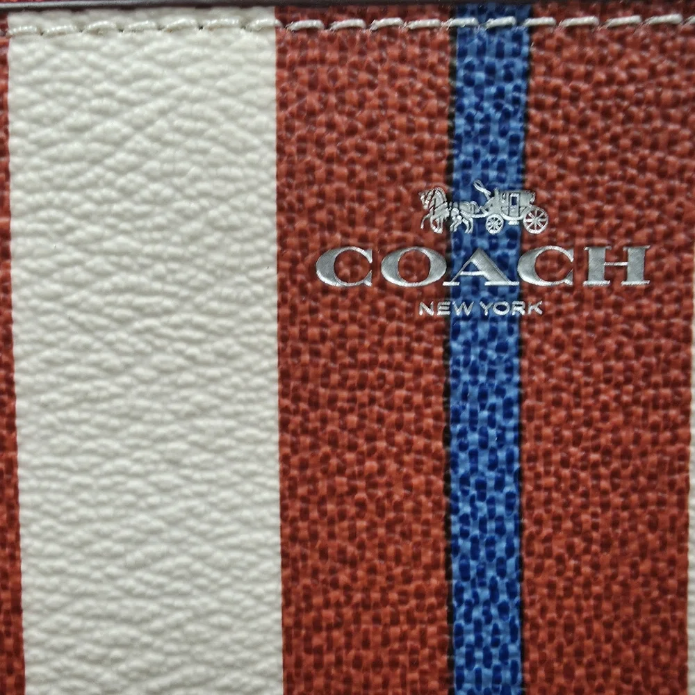 Coach Red and Blue Striped Wristlet NWT - Picture 4 of 7